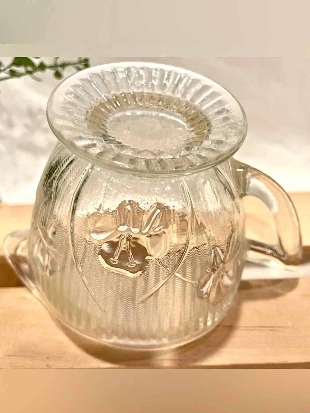 ☀️☀️2/$10 Jeannette Glass “Iris and Herringbone” Pattern Pressed Glass Creamer